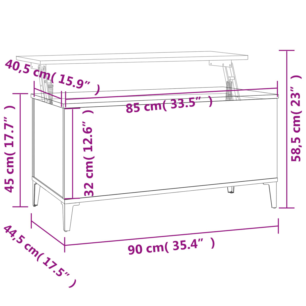 Soffbord vit högglans 90x44,5x45 cm