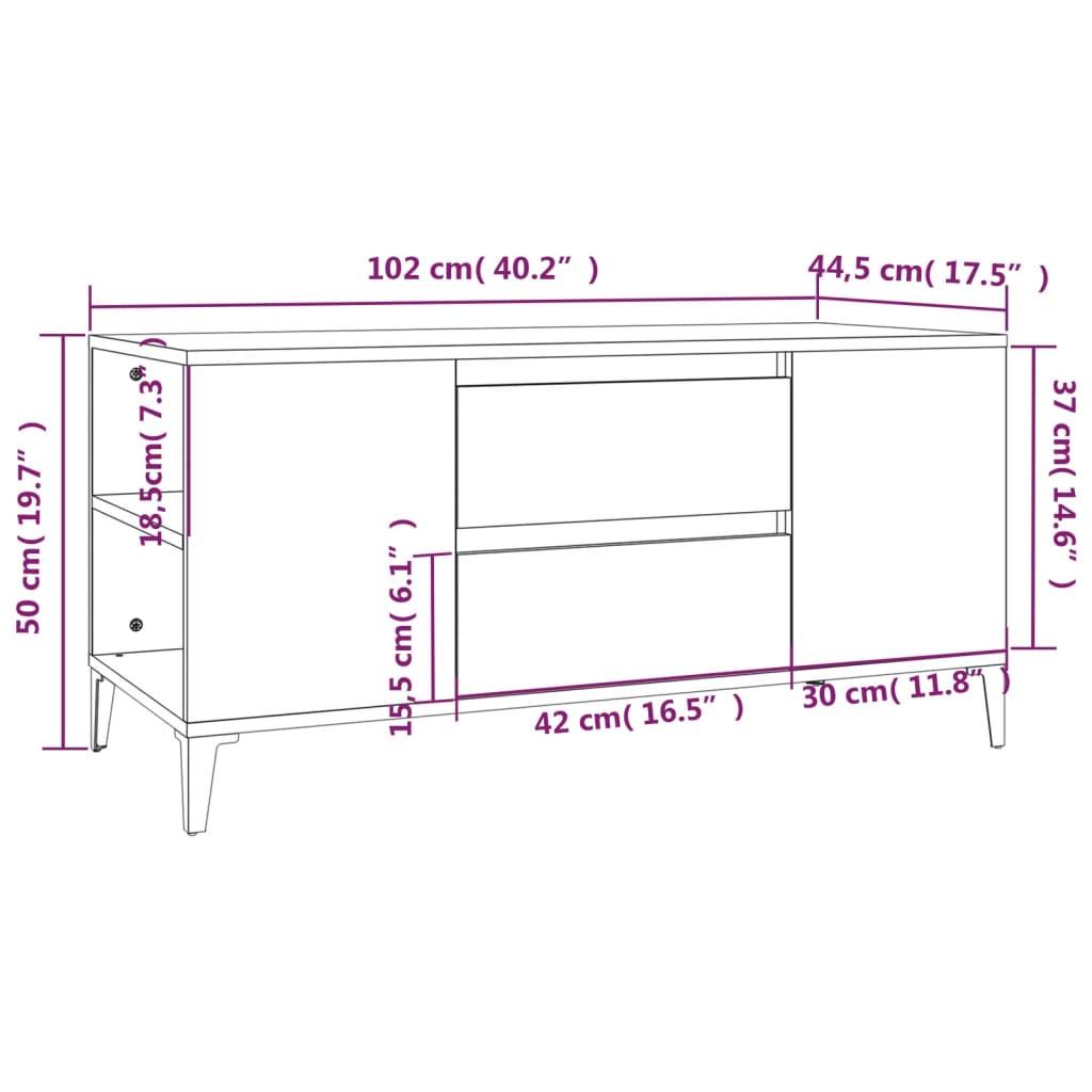 TV-möbel vit TV-bänk 102x44,5x50 cm