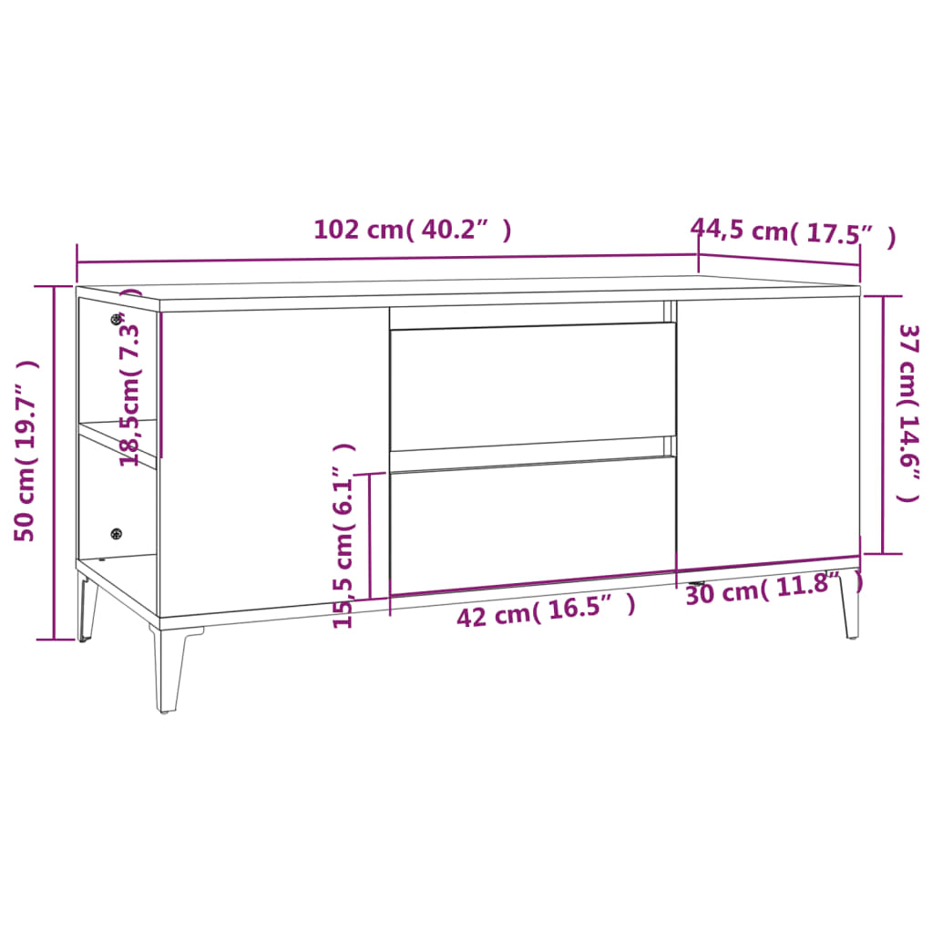 TV-möbel svart TV-bänk 102x44,5x50 cm