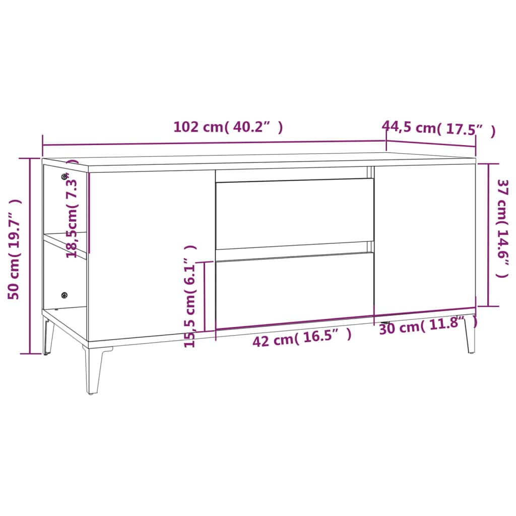 TV-möbel brun ek TV-bänk 102x44,5x50 cm