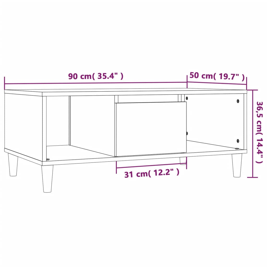 Soffbord sonoma ek 90x50x36,5 cm