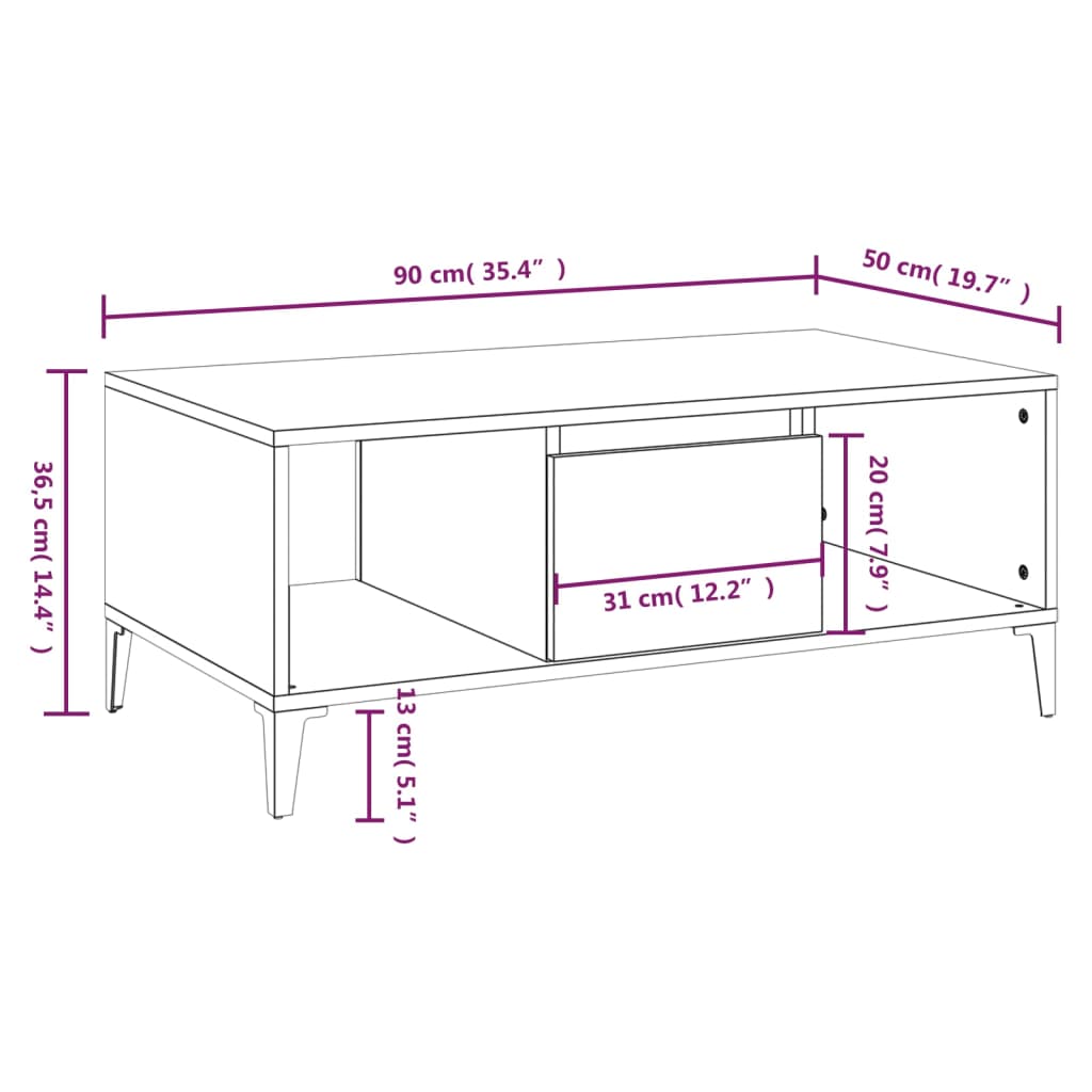 Soffbord svart 90x50x36,5 cm