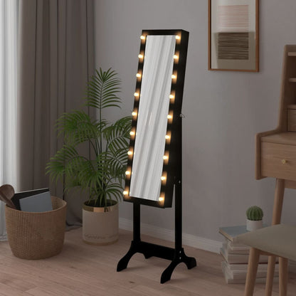 Seinäpeili Lattiapeili LED mustalla 34x37x146 cm