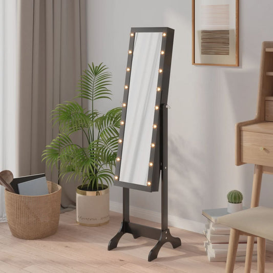 Seinäpeili Lattiapeili LED mustalla 34x37x146 cm