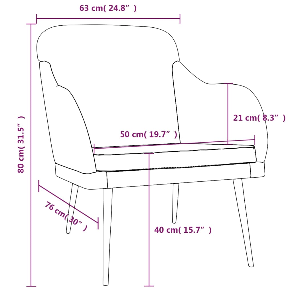 Fåtölj svart 63x76x80 cm sammet