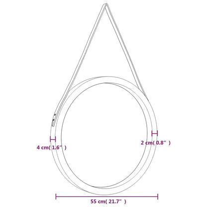 Seinäpeili kultahihnalla Ø 55 cm