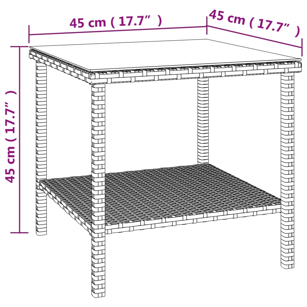 Sivupöytä musta 45x45x45 cm tekorottinki ja karkaistu lasi