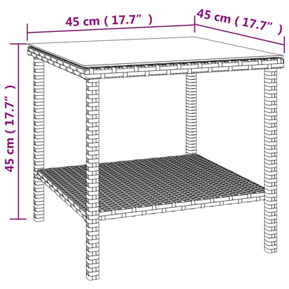 Sivupöytä musta 45x45x45 cm tekorottinki ja karkaistu lasi