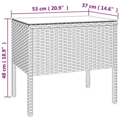 Sivupöytä musta 53x37x48 cm tekorottinki ja karkaistu lasi