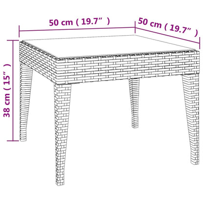 Sivupöytä musta 50x50x38 cm tekorottinki ja karkaistu lasi