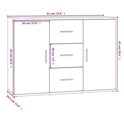 Förvaringsskåp rökfärgad ek 91x29,5x65 cm konstruerat trä