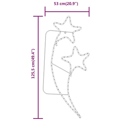 Joulukoristeita Outdoor Tähtien muotoinen merkkijono 4 kpl lämmin valkoinen 125,5x53x4,5 cm