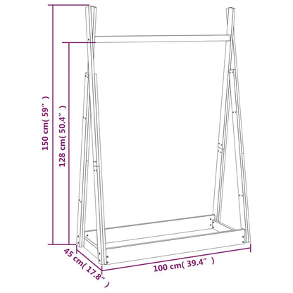 vaateripustin Vaateteline 100x45x150 cm massiivi mänty