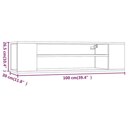 TV-möbel rökfärgad ek 100x30x26,5cm Väggmonterad TV-bänk