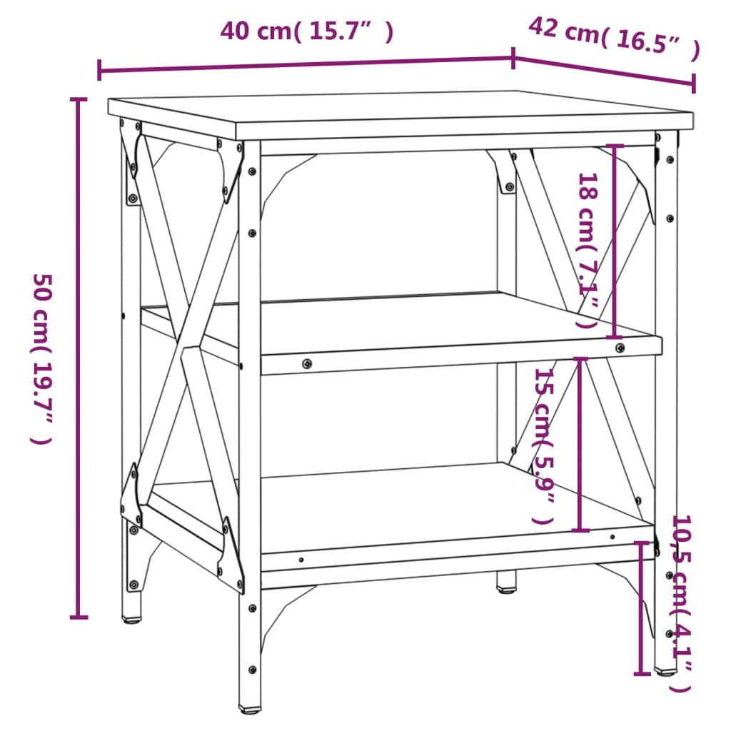 Sidobord brun ek 40x42x50 cm