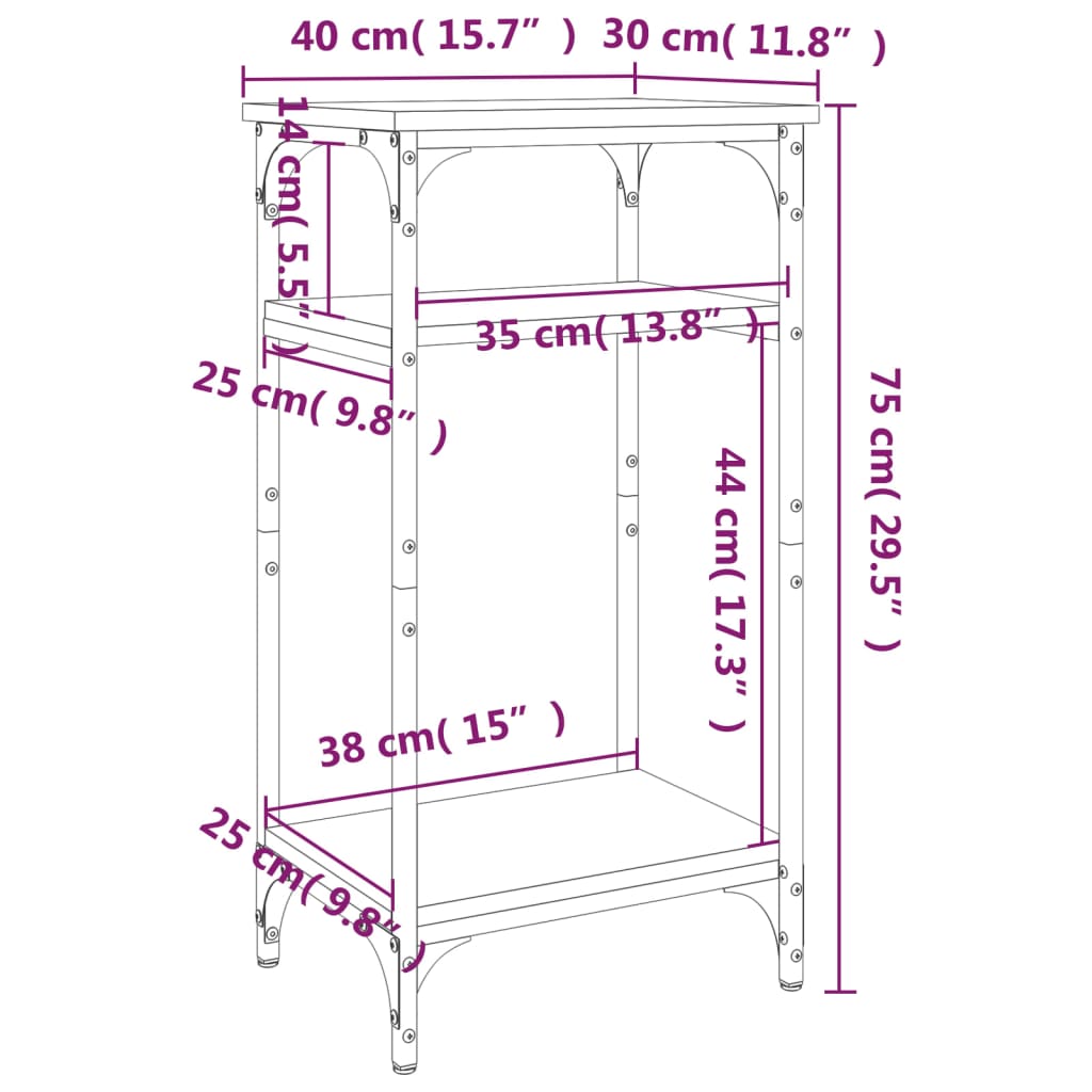 Soffbord sonoma ek 40x30x75 cm