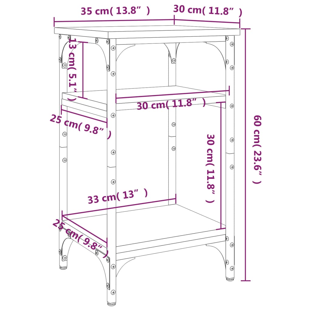 Soffbord sonoma ek 35x30x60 cm