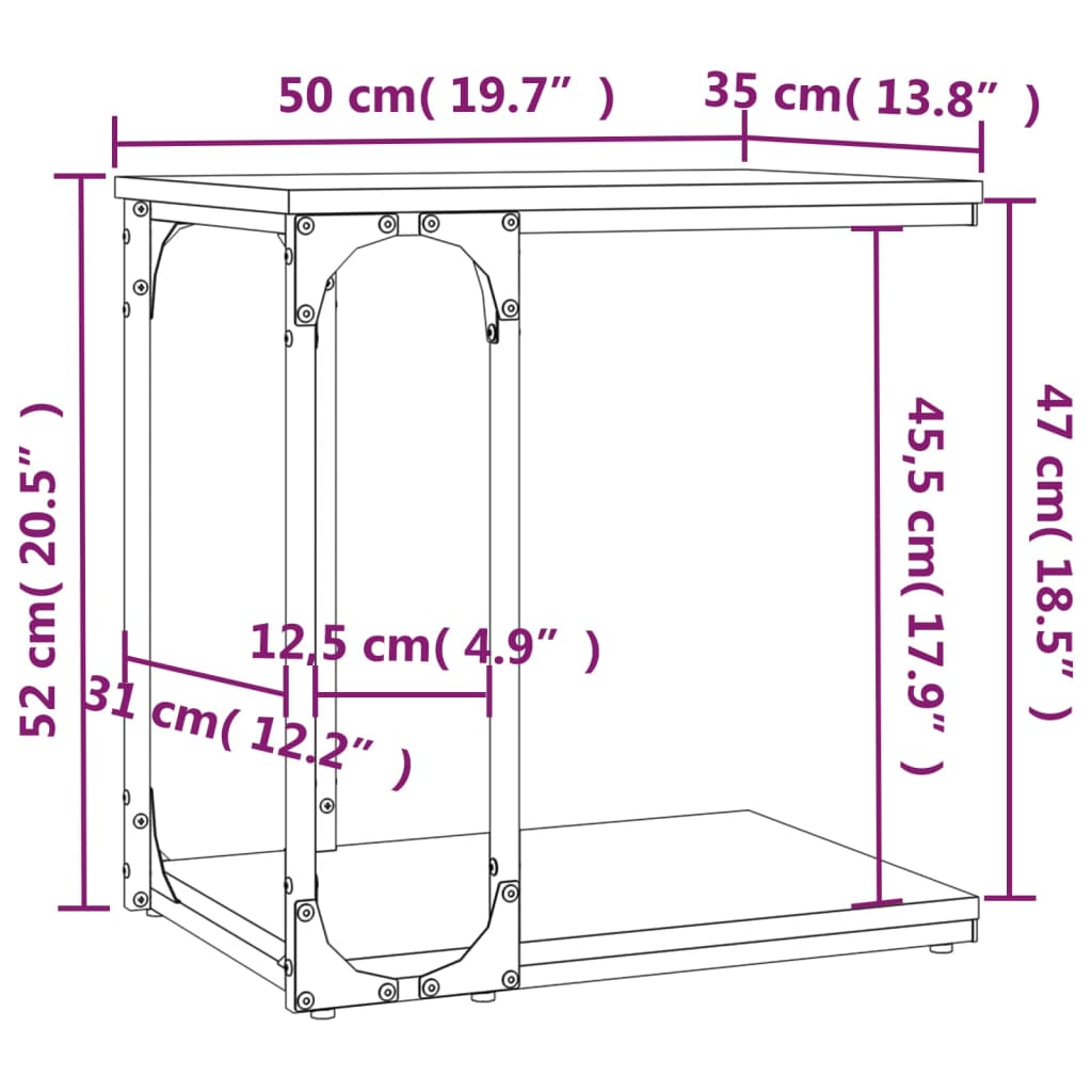 Soffbord rökfärgad ek 50x35x52 cm