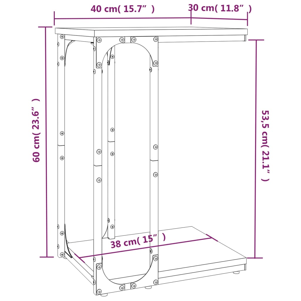 Soffbord sonoma ek 40x30x60 cm