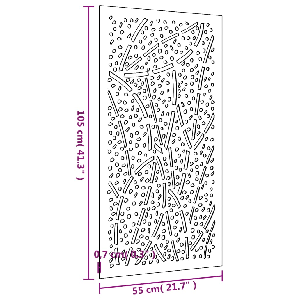 Väggdekoration 105x55 cm rosttrögt stål bladdesign