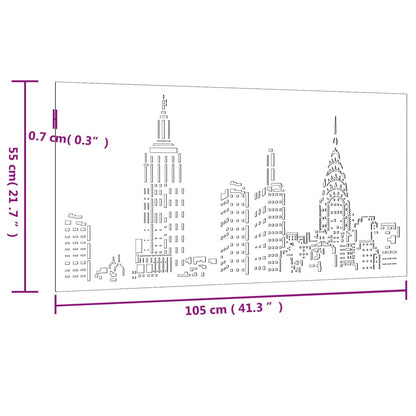 Väggdekoration 105x55 cm rosttrögt stål stadsdesign