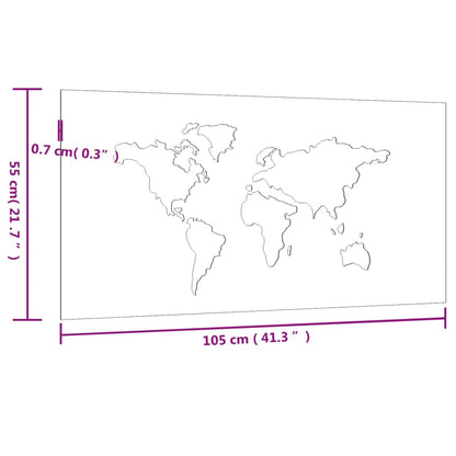 Väggdekoration 105x55 cm rosttrögt stål världsdesign