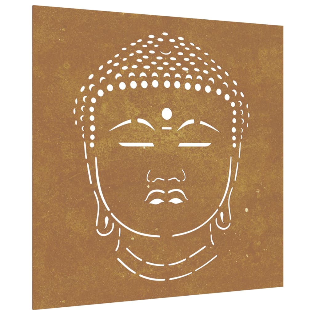 Seinäkoriste 55x55 cm ruostumattomasta teräksestä valmistettu Buddha-design