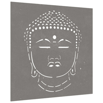 Seinäkoriste 55x55 cm ruostumattomasta teräksestä valmistettu Buddha-design