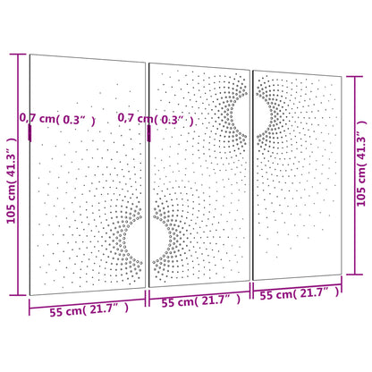 Väggdekorationer 3 delar 105x55 cm rosttrögt stål soldesign