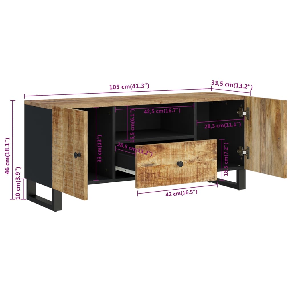 TV-möbel massiv trä mangoträ TV-skåp 105x33,5x46 cm och