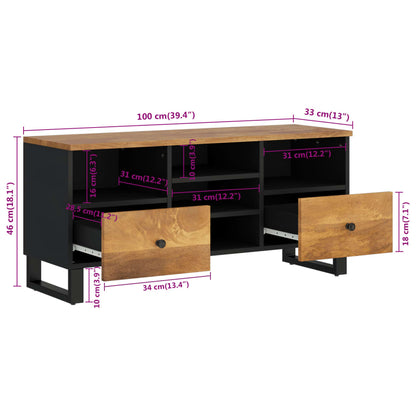 TV-möbel massiv trä mangoträ TV-bänk 100x33x46 cm och