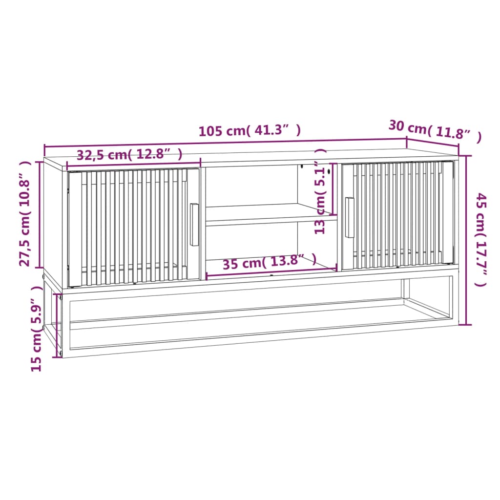 TV-möbel massiv trä furu TV-bänk 105x30x45 cm