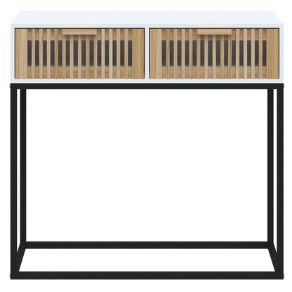 Avlastningsbord konsolbord vit 80x30x75 cm och järn