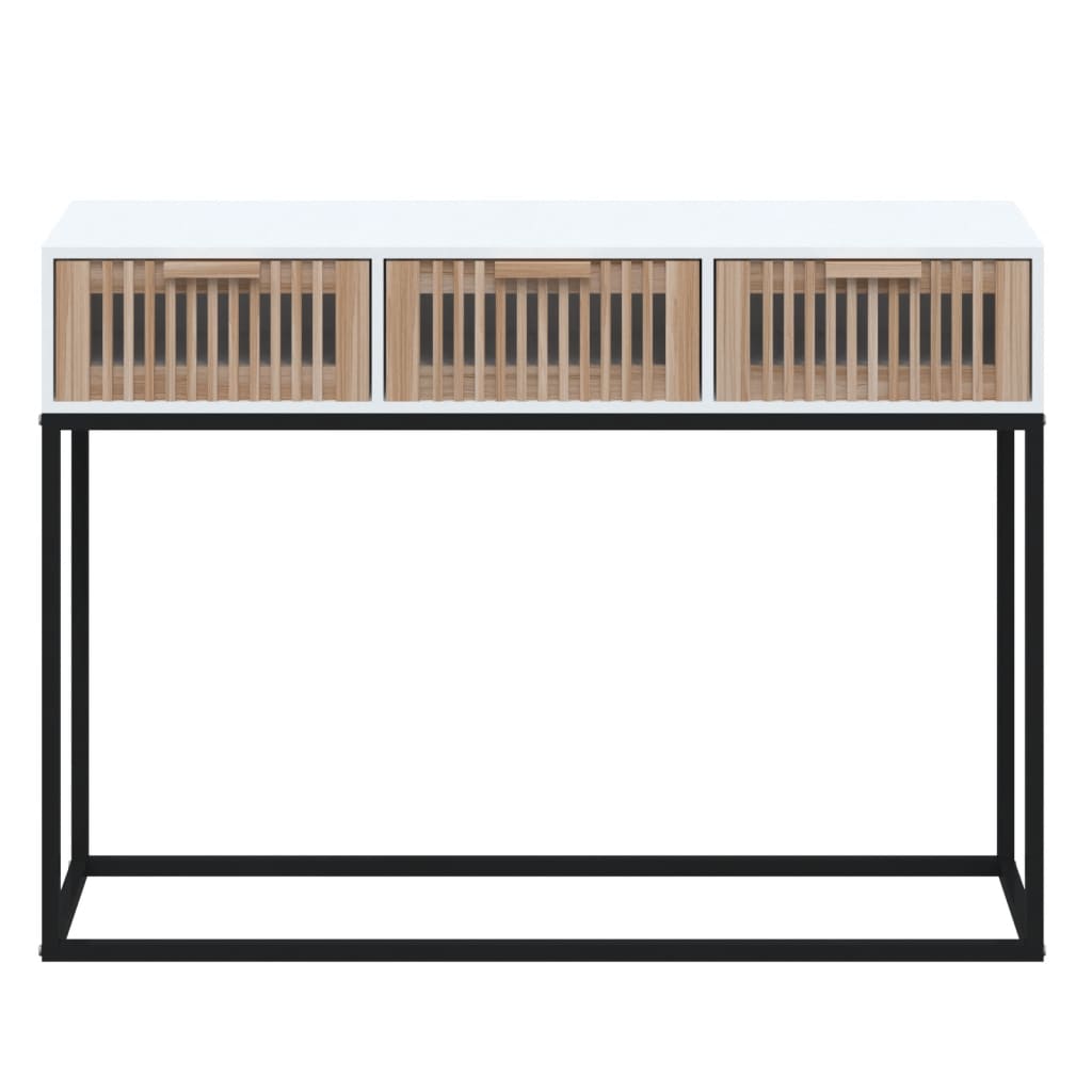 Avlastningsbord konsolbord vit 105x30x75 cm och järn