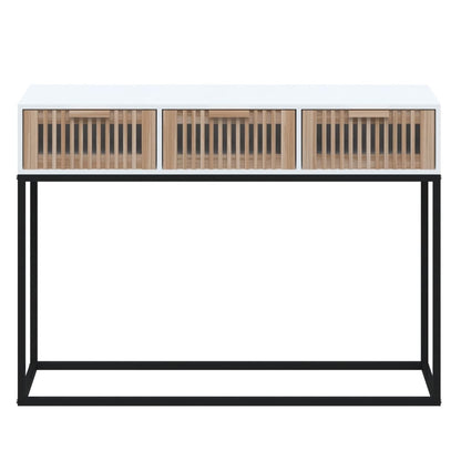 Avlastningsbord konsolbord vit 105x30x75 cm och järn