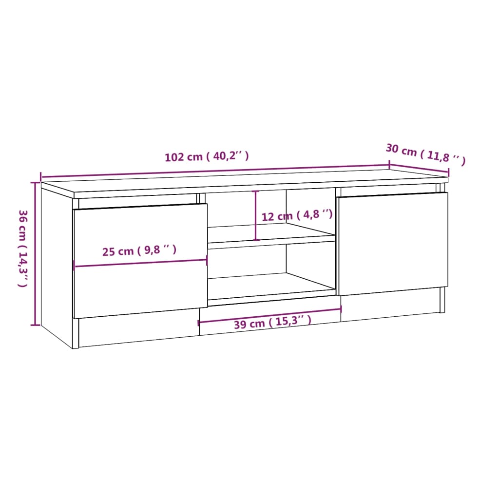 TV-möbel sonoma ek TV-bänk med dörr 102x30x36 cm