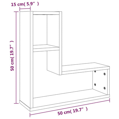 Vägghyllor 2 st rökfärgad ek 50x15x50 cm konstruerat trä