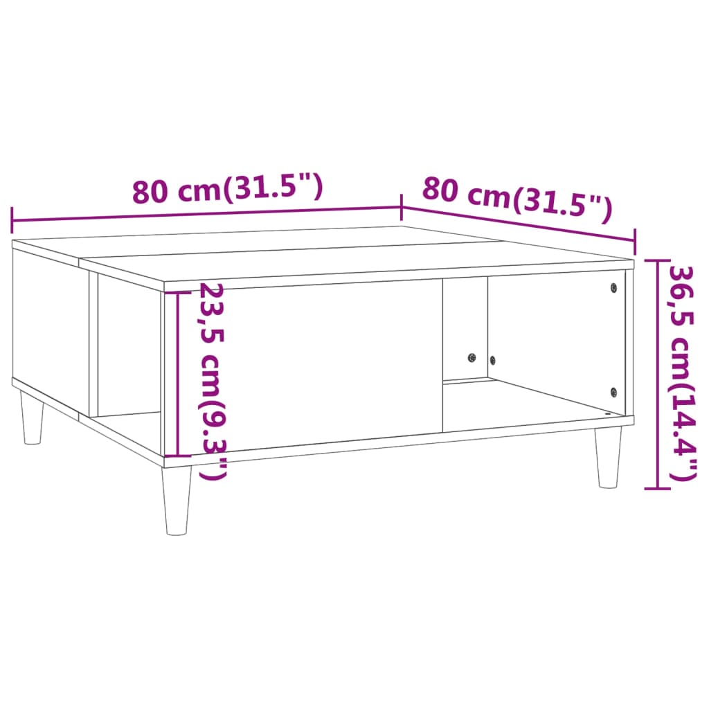 Soffbord sonoma ek 80x80x36,5 cm