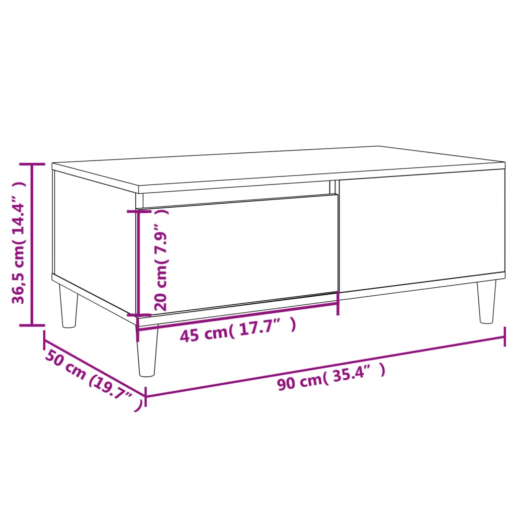 Soffbord sonoma ek 90x50x36,5 cm