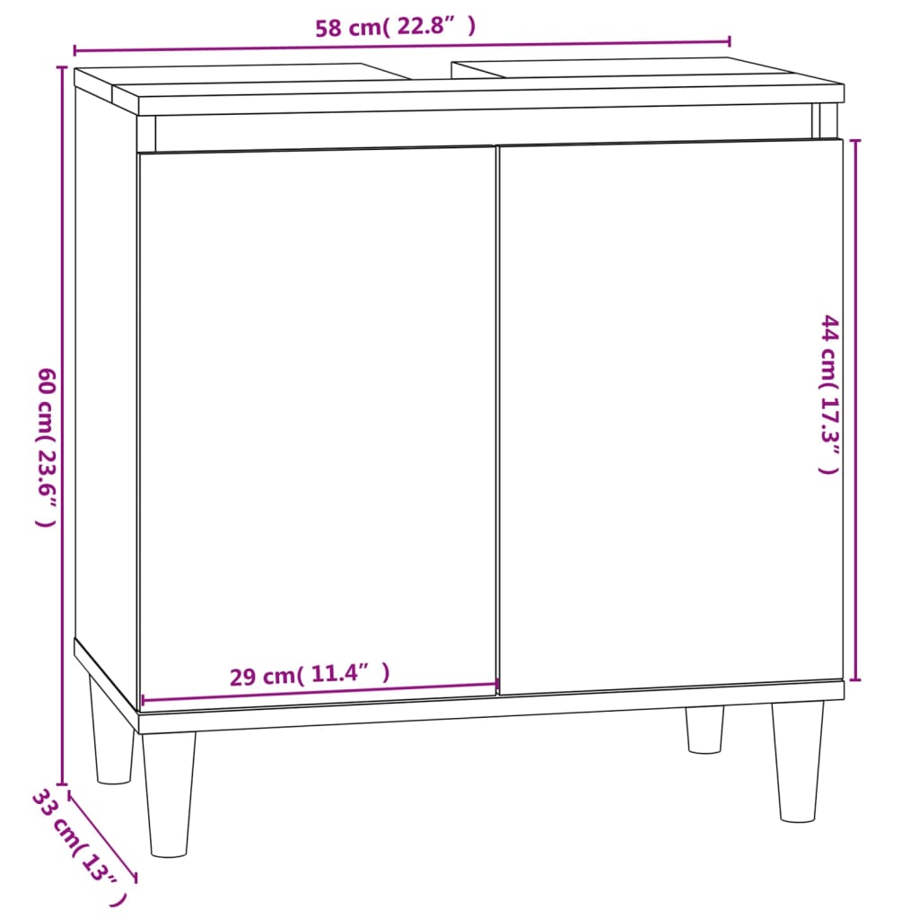 Badrumsunderskåp vit 58x33x60 cm