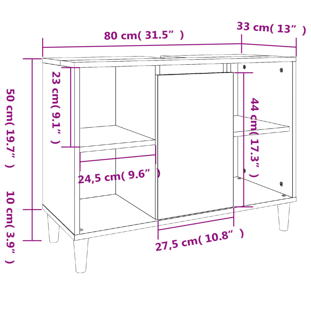 Badrumsunderskåp sonoma ek 80x33x60 cm