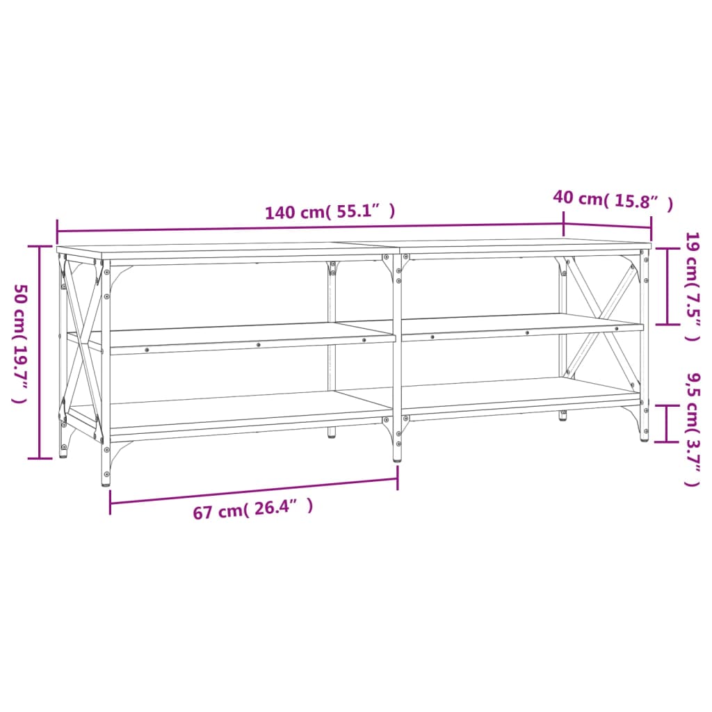 TV-möbel svart TV-bord 140x40x50 cm