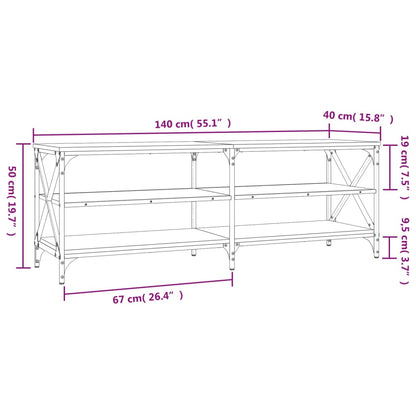 TV-möbel svart TV-bord 140x40x50 cm