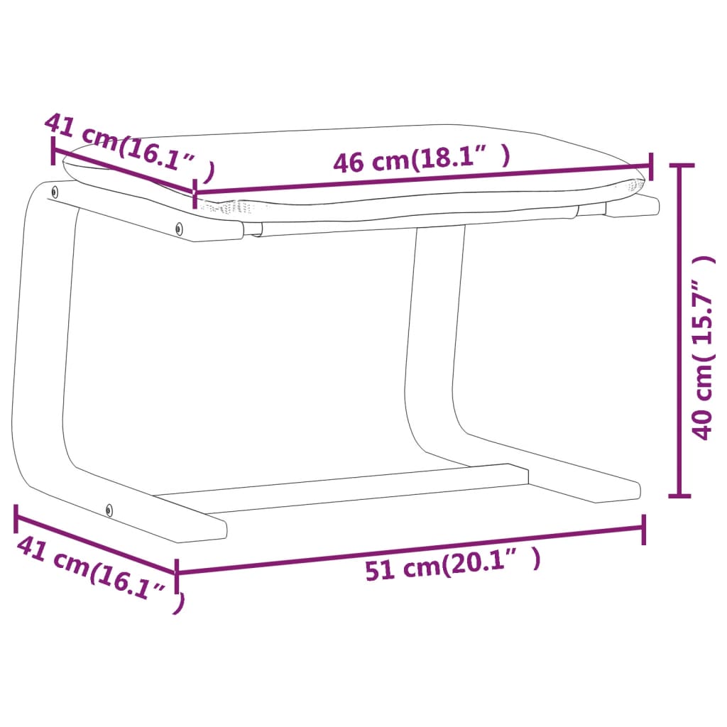 Fotpall Sittpall svart 51x41x40 cm tyg