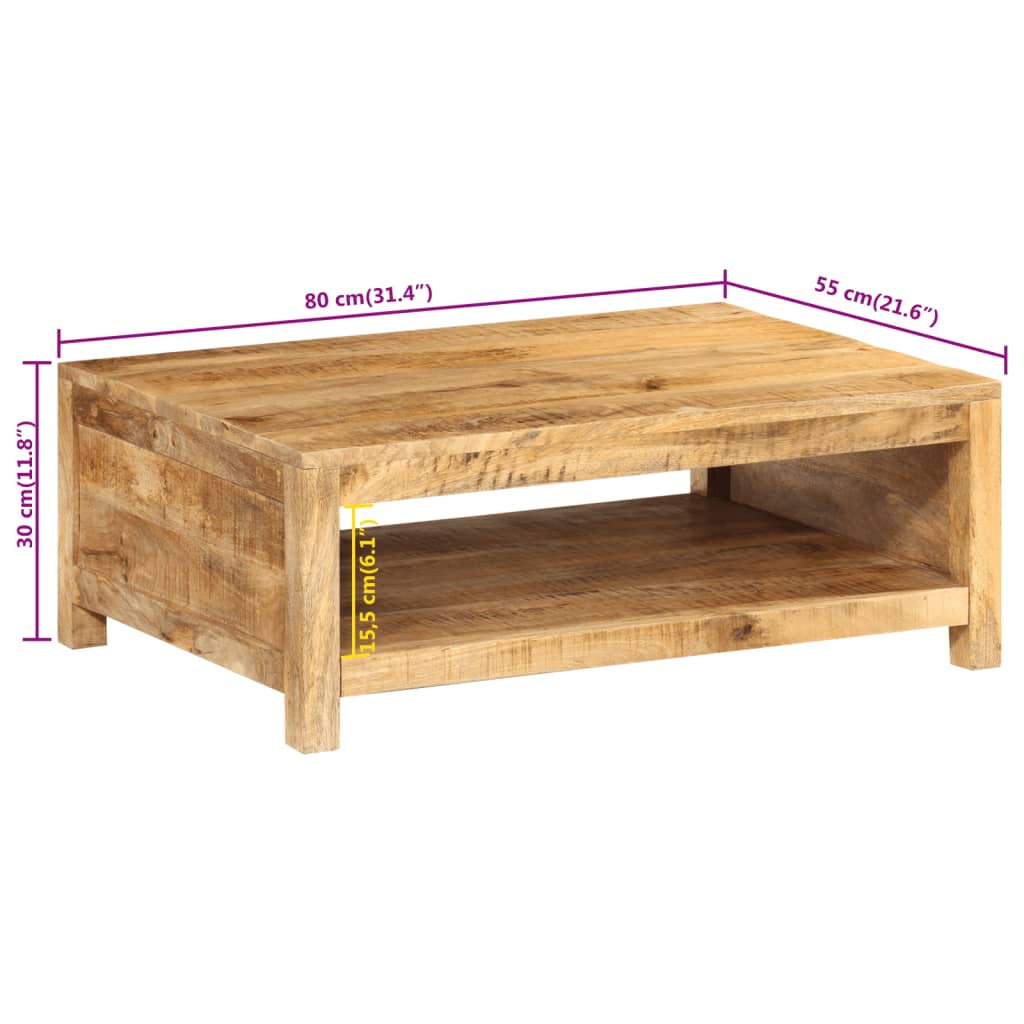 Soffbord massiv trä mangoträ 80x55x30 cm