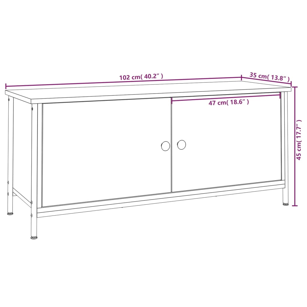 TV-möbel brun ek TV-bänk med dörrar 102x35x45 cm