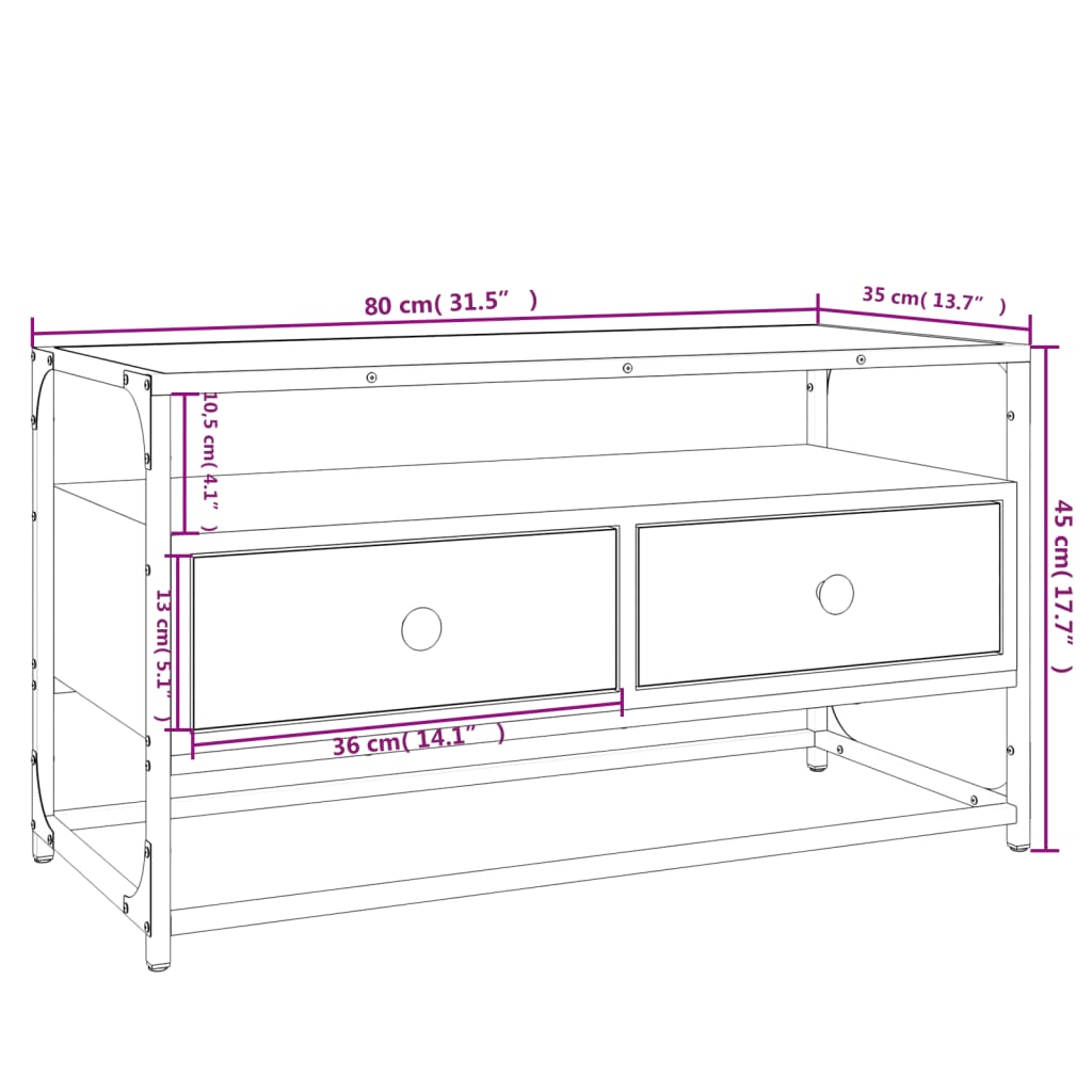 TV-möbel rökfärgad ek TV-bänk 80x35x45 cm