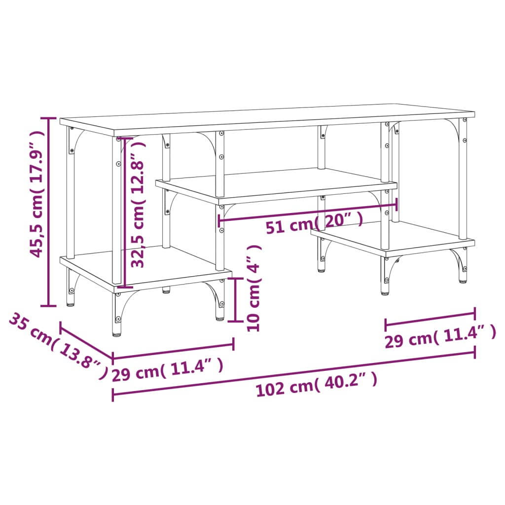 TV-möbel svart TV-bänk 102x35x45,5 cm