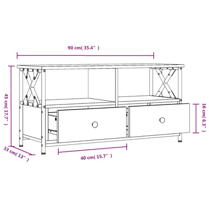 TV-möbel brun ek TV-bänk 90x33x45 cm järn