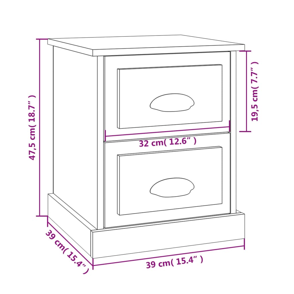 Sängbord Nattduksbord vit 39x39x47,5 cm